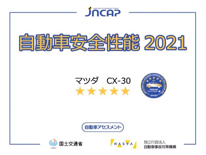 マツダCX-30が、JNCAPファイブスター賞を受賞